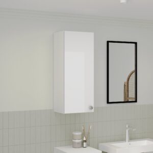 Corp Baie Zaria, Suspendat, 1 Usa, Alb lucios/Alb, MDF, L 30 x l 22 x H 72 cm
