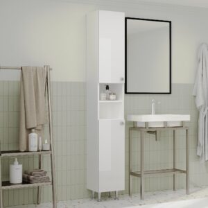 Soldat Baie Zaria, 2 Usi, Alb lucios/Alb, MDF, L 30 x l 27 x H 190 cm