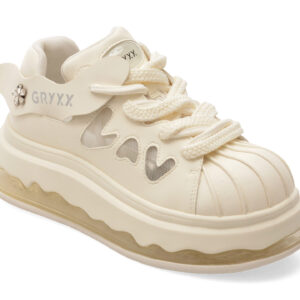 Pantofi sport GRYXX albi, 55177, din piele naturala
