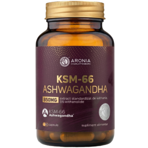 Ashwagandha KSM-66® la 850 mg — 60 capsule cu extract patentat din Ashwagandha, pentru gestionarea stresului, calm și somn odihnitor