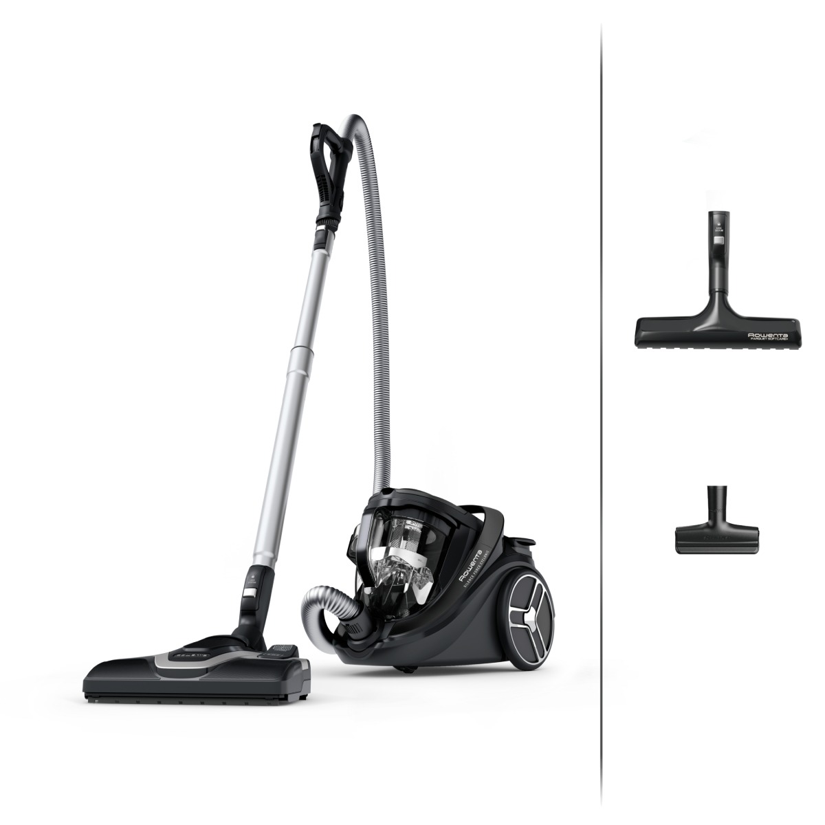 Aspirator fara sac Rowenta Silence Force Cyclonic Effitech® RO7935EA 500 W recipient pentru praf 2.5 L 3 niveluri de filtrare negru