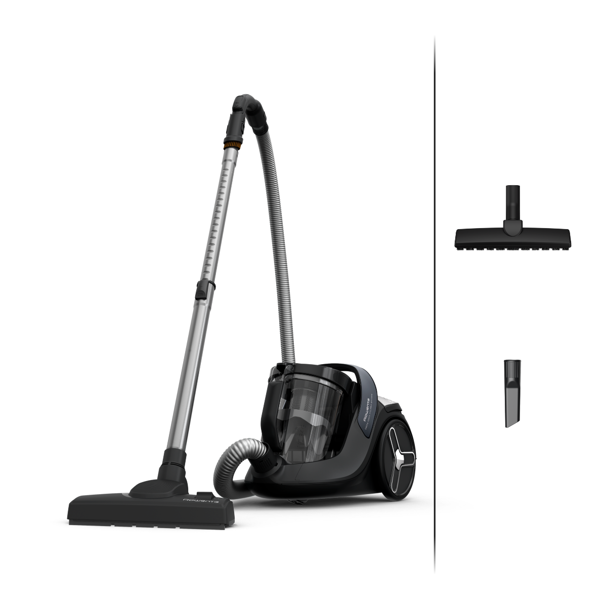 Aspirator fara sac ROWENTA Green Force Cyclonic Effitech® RO7C36EA 500 W recipient pentru praf 2.5 L design eco filtrare tip HEPA negru & gri