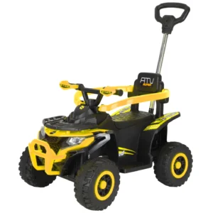 ATV electric copii, 4 in 1, Kinderplay Super, 35W 6V, telecomanda, echipare standard, galben