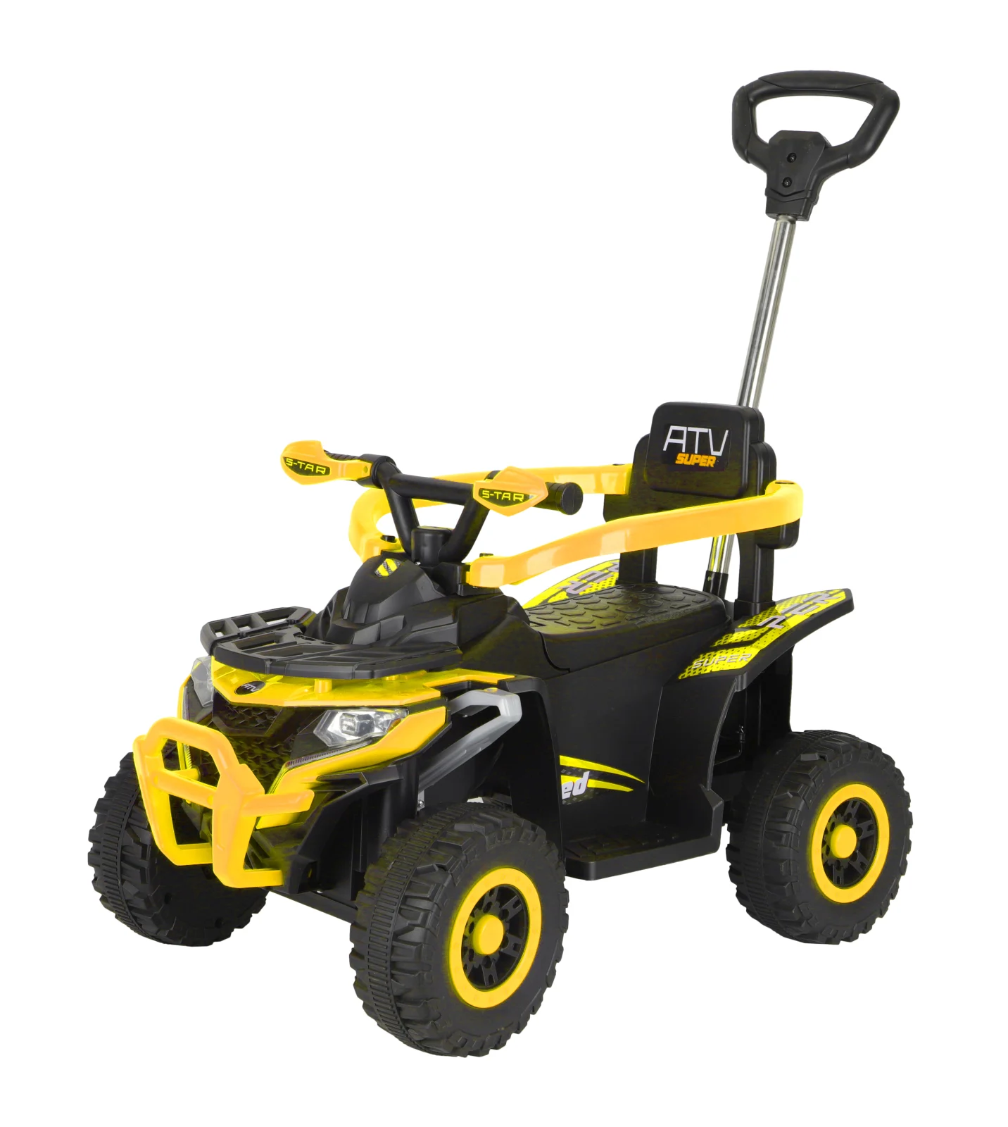 ATV electric copii, 4 in 1, Kinderplay Super, 35W 6V, telecomanda, echipare standard, galben