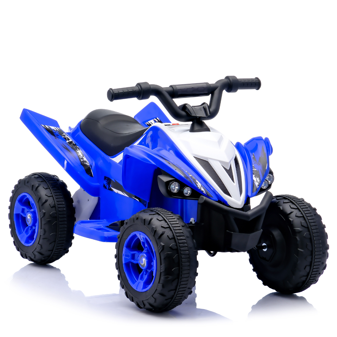 ATV electric pentru copii, Kinderplay Raptor, 80W, 12V, roti moi, telecomanda inclusa, albastru
