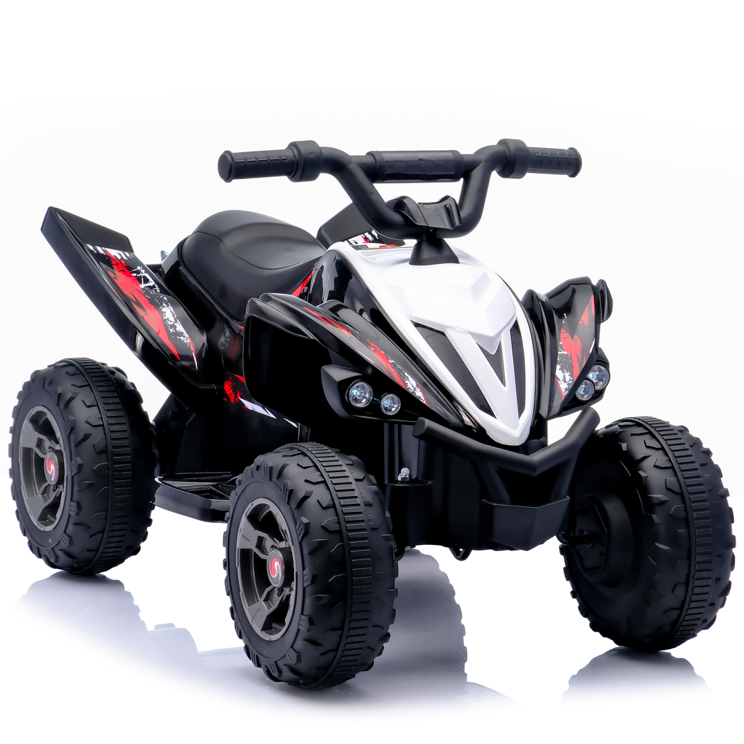 ATV electric pentru copii, Kinderplay Raptor, 80W, 12V, roti moi, telecomanda inclusa, negru