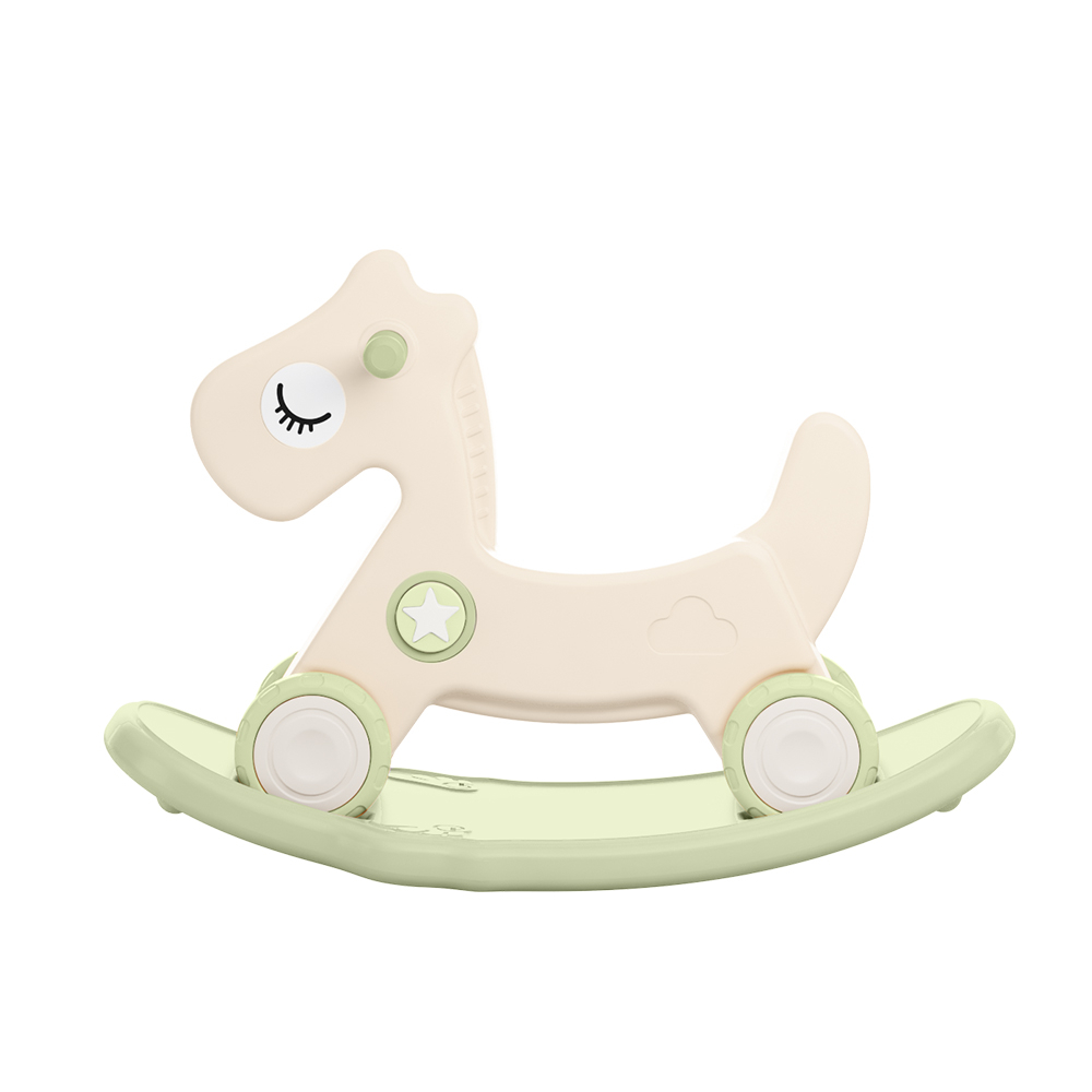 Balansoar si premergator Kinderplay tip calut, pentru copii 1 si 4 ani, sunete interactive, ergonomic, verde