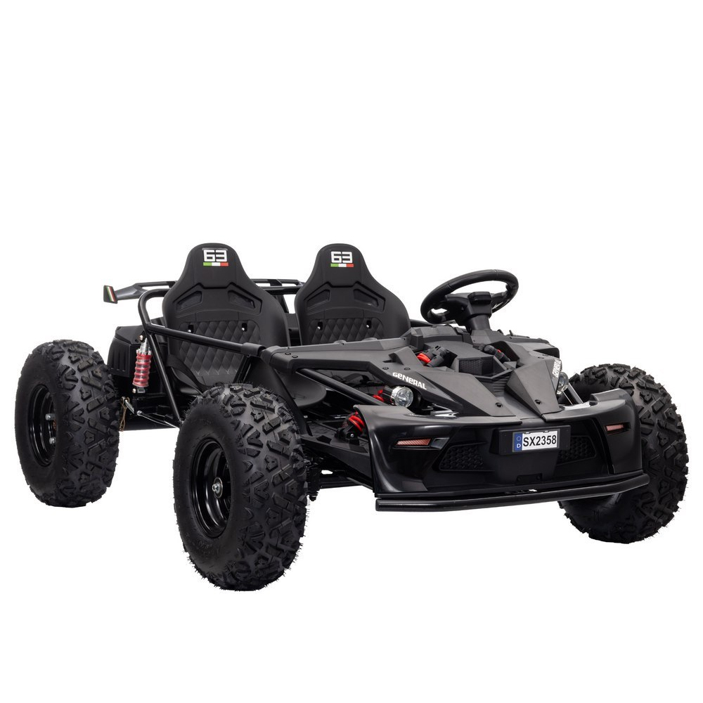 Buggy electric pentru 2 copii, Kinderauto General, 800W, 48V, 20Ah, roti gonflabile, music player, negru