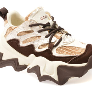 Pantofi sport GRYXX albi, 100861, din material textil si piele naturala