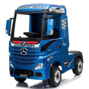 Camion electric pentru copii 2-7 ani Mercedes ACTROS, 4×4, 180W, 12V, roti moi, scaun tapitat, PREMIUM  Albastru