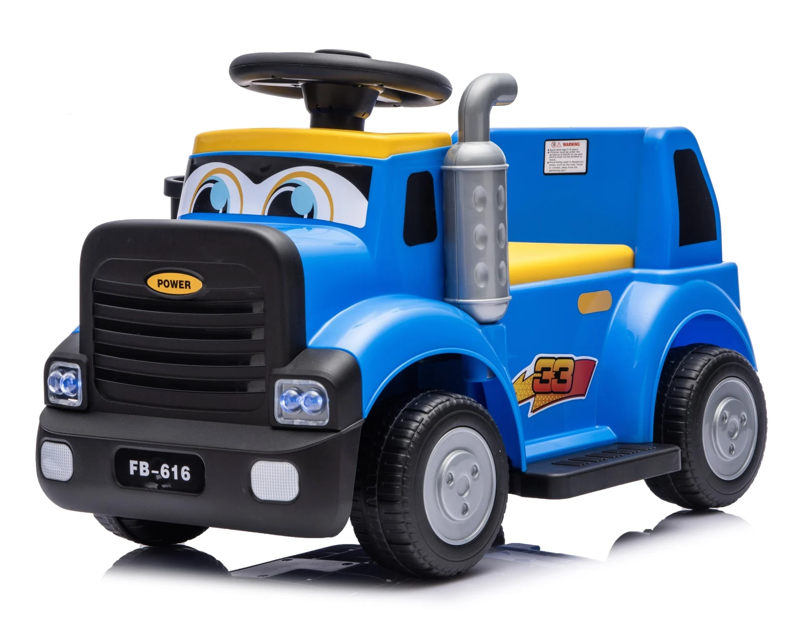 Camion electric pentru copii, Kinderplay Lightning 33, 30W, 6V, albastru inchis