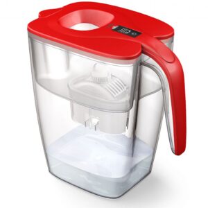 Cana filtranta de apa Laica BIG Milano Rosu, 3.7 litri, indicator electronic