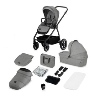 Carucior 2 in 1, Lionelo, Meril, Cu landou si scaun cu dimensiune XL, Reversibil, Cu sistem de ventilatie 3D, Cu accesorii, Pana la 22 kg, Conform cu EN1888-1 EN1888-2, EN1466, Gri