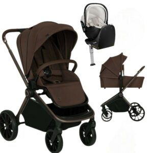 Carucior 4 in 1, Lionelo, Mika Plus, Cu scoica auto Moxie Bej cu baza rotativa 360, Reversibil, Cu sistem de ventilatie 3D, Cu accesorii, Pana la 22 kg, EN1888-1 EN1888-2 EN1466 ECE R129, Maro