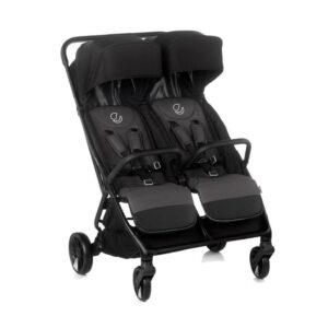 Carucior gemeni pliabil Twinside, Jane, Pliere rapida cu o mana, De la nastere pana la 22 Kg, Cu huse pentru ploaie, Spatare independente, Cu suspensii, Conform cu EN 1888-2:2018+A1:2023, Coal
