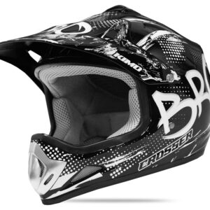 Casca de protectie pentru copii BRO Kimo Cross cu ventilatie si vizor reglabil, neagra