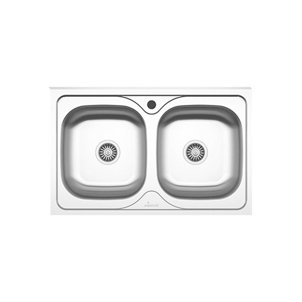 Chiuveta Sanobi, 2 Cuve universale, Inox lucios, pe masca, 80 x 50 cm