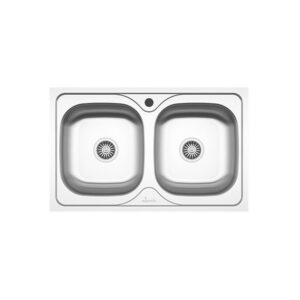 Chiuveta Sanobi, 2 Cuve universale, Inox lucios, pe blat, 80 x 50 cm