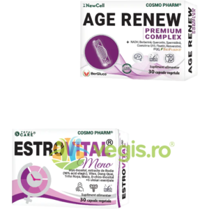 Pachet Estrovital Meno 30cps vegetale + Age Renew 30cps