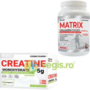 Pachet Matrix Collagen Powder (Colagen Hidrolizat Peptide) 10000mg 375g + Creatina Monohidrata Creapure 5g x 30 plicuri