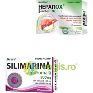 Pachet Silimarina Lipozomala 800mg 30cps + Hepanox Protect Detox 30cps