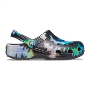 Saboti Crocs Classic Tie-Dye Graphic Clog Negru – Multi Black/Black