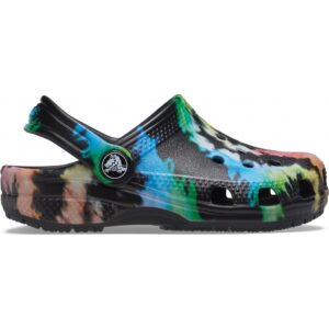 Saboți Crocs Kids’ Classic Tie-Dye Graphic Clog Negru – Black/Black