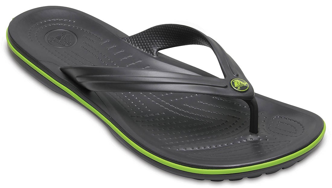 Slapi Crocs Crocband Flip Gri - Graphite/Volt Green - Image 2