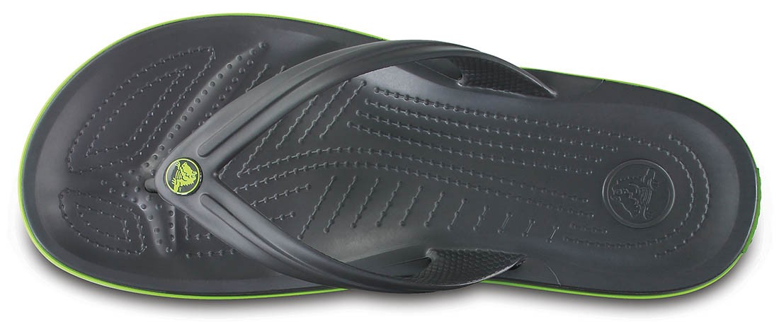 Slapi Crocs Crocband Flip Gri - Graphite/Volt Green - Image 4