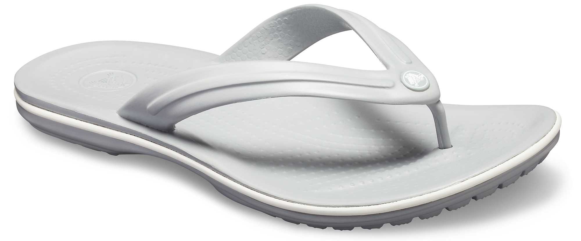Slapi Crocs Crocband Flip Gri - Light Grey/White - Image 2