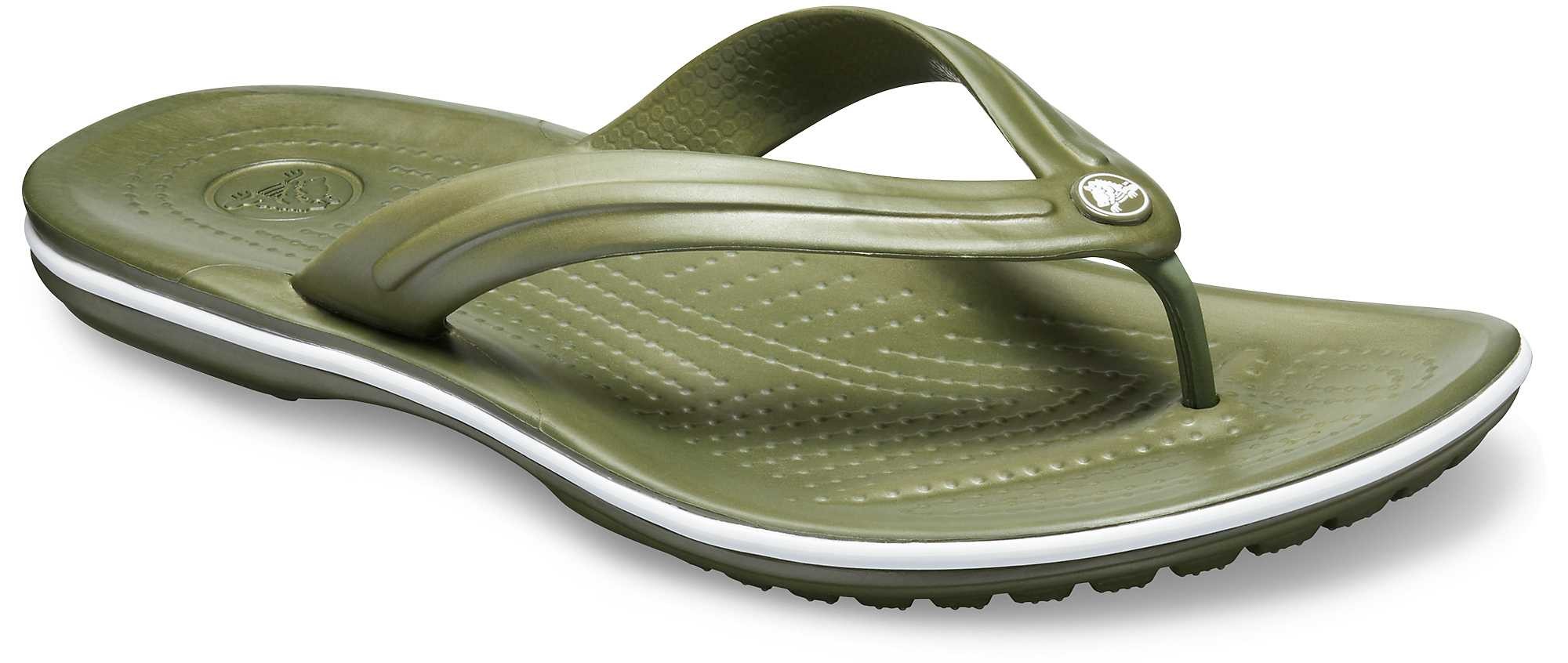 Slapi Crocs Crocband Flip Verde - Army Green/White - Image 2