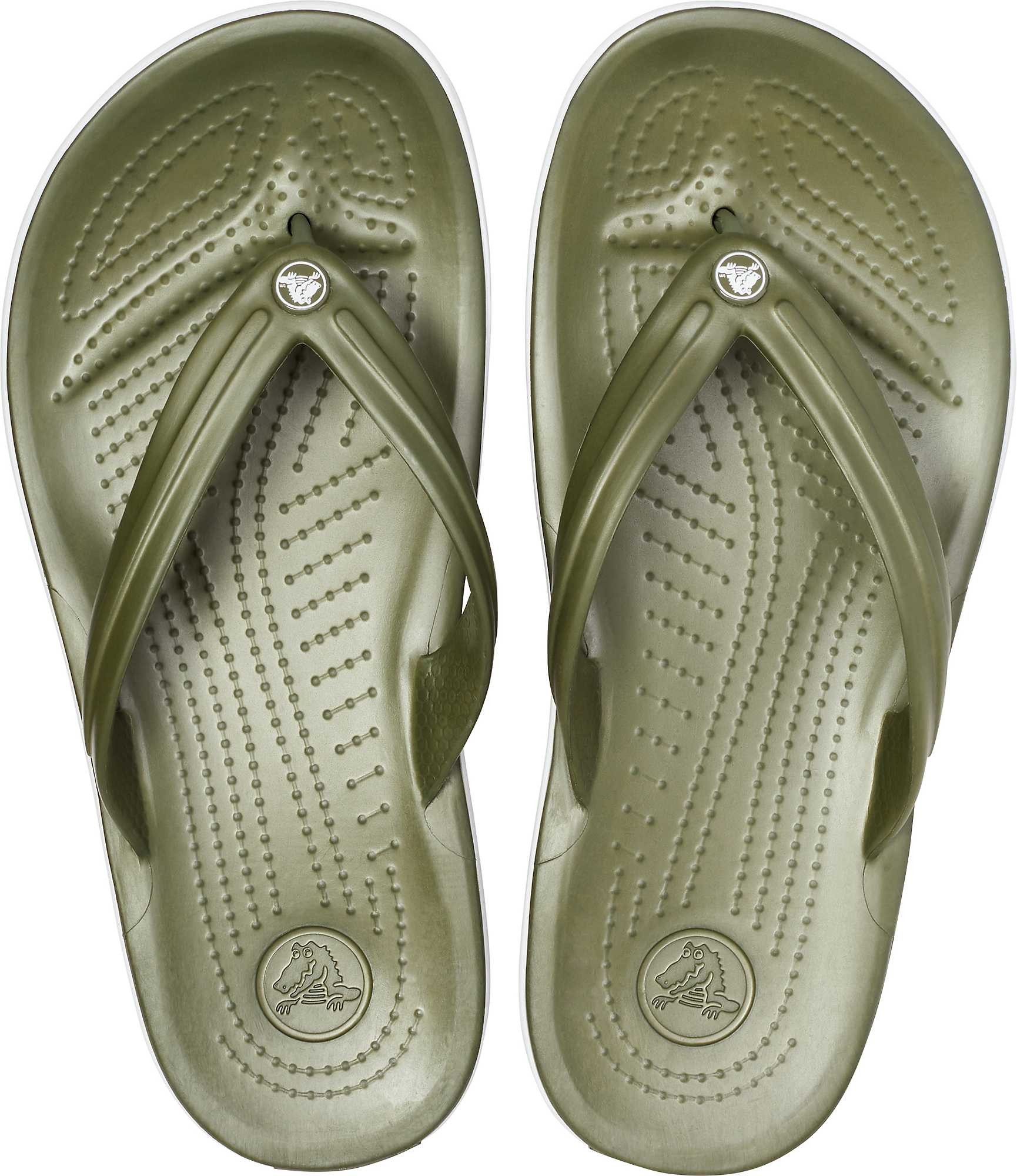 Slapi Crocs Crocband Flip Verde - Army Green/White - Image 4