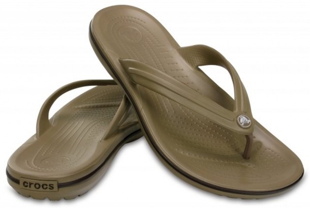 Slapi Crocs Crocband Flip Maro - Khaki - Image 6