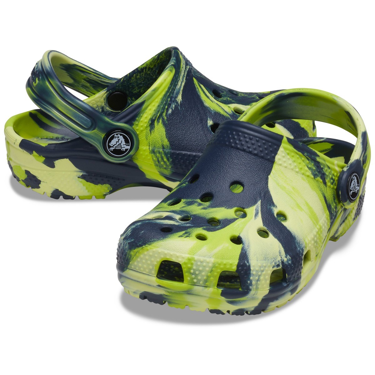 Saboți Crocs Kids' Classic Marbled Clog Albastru - Navy/Multi - Image 4
