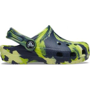 Saboți Crocs Kids’ Classic Marbled Clog Albastru – Navy/Multi