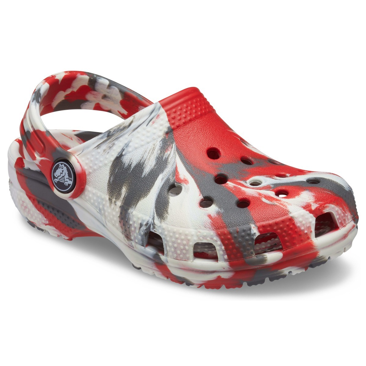 Saboți Crocs Kids' Classic Marbled Clog Roșu - Flame/White - Image 2