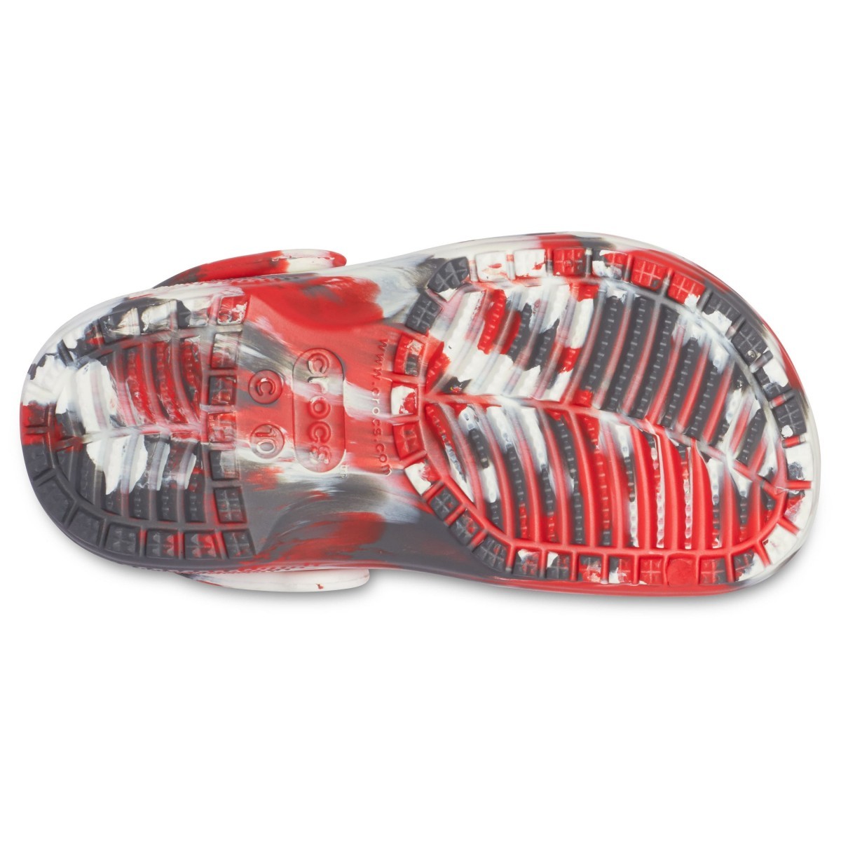 Saboți Crocs Kids' Classic Marbled Clog Roșu - Flame/White - Image 3