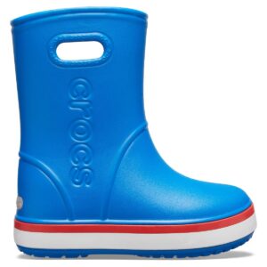 Cizme Crocs Kids’ Crocband Rain Boot Albastru – Bright Cobalt/Flame