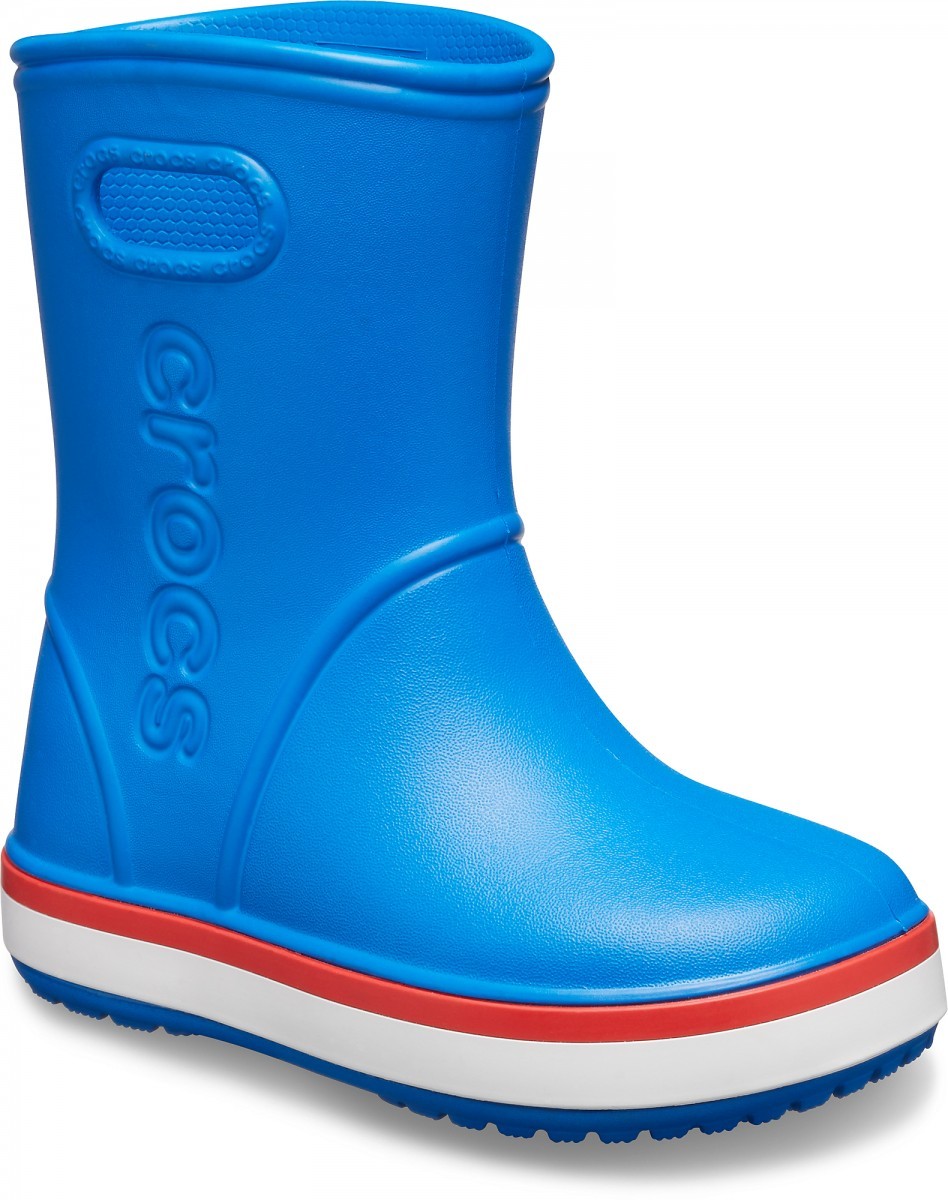 Cizme Crocs Kids' Crocband Rain Boot Albastru - Bright Cobalt/Flame - Image 2