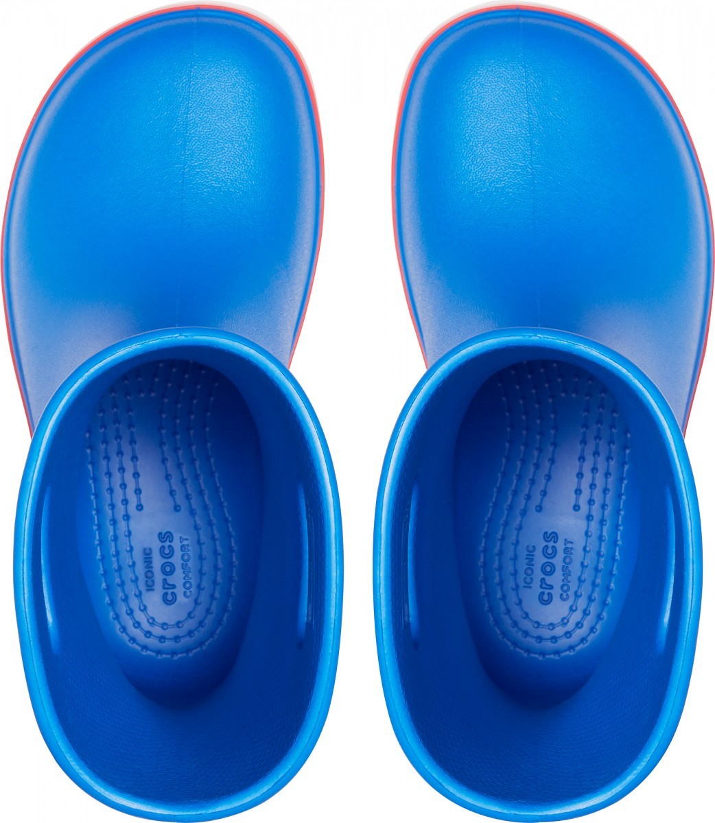 Cizme Crocs Kids' Crocband Rain Boot Albastru - Bright Cobalt/Flame - Image 3