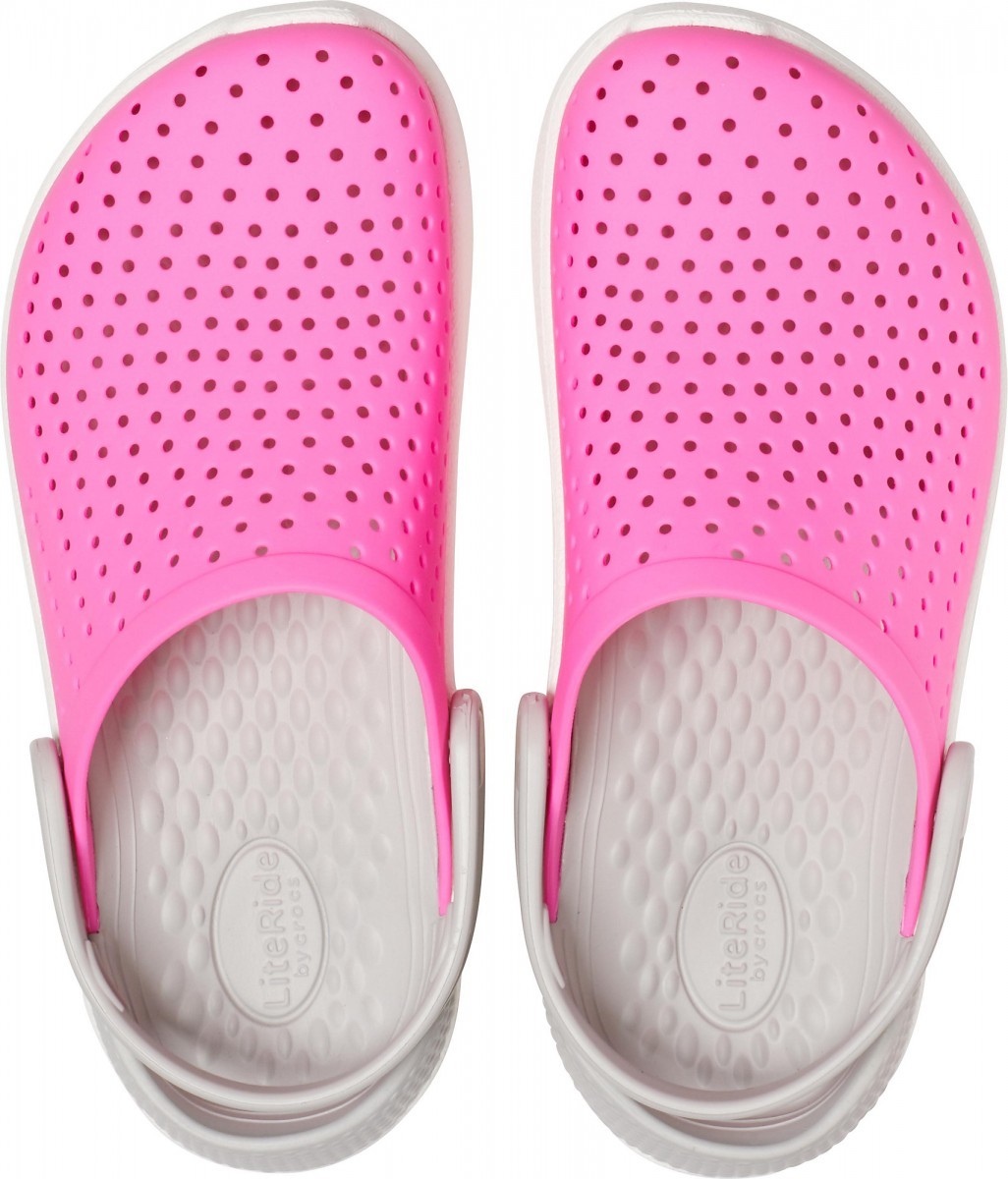Saboti Crocs Kids' LiteRide Clog Roz - Electric Pink/White - Image 3