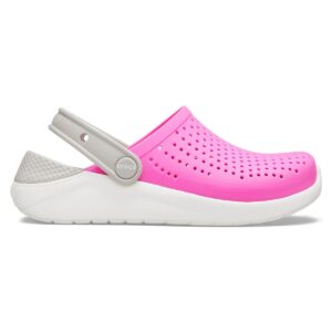 Saboti Crocs Kids’ LiteRide Clog Roz – Electric Pink/White