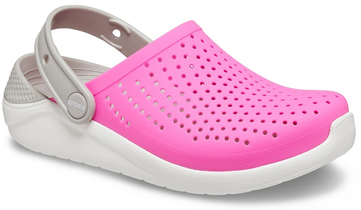 Saboti Crocs Kids' LiteRide Clog Roz - Electric Pink/White - Image 2
