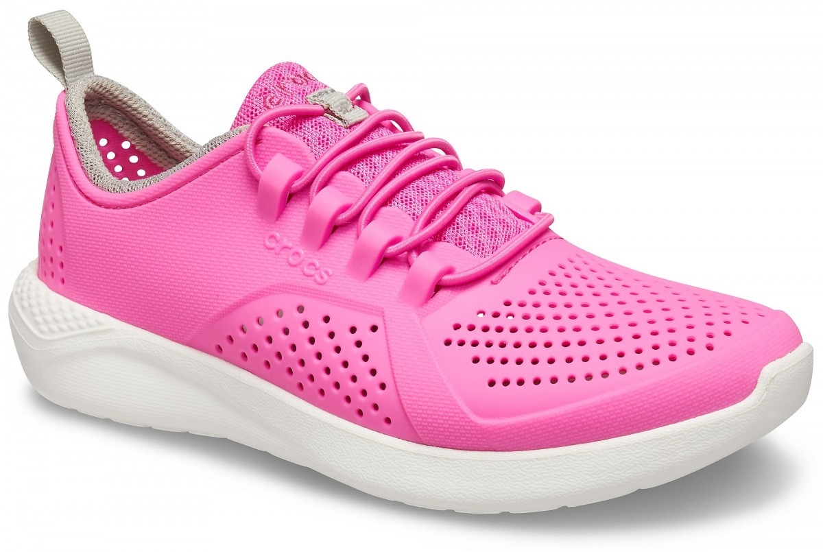 Pantofi Crocs Kids' LiteRide Pacer Roz - Electric Pink/White - Image 2