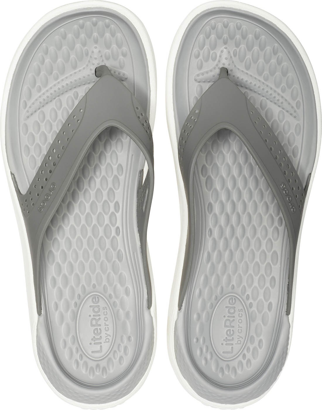 Slapi Crocs LiteRide Flip Gri - Smoke/White - Image 2