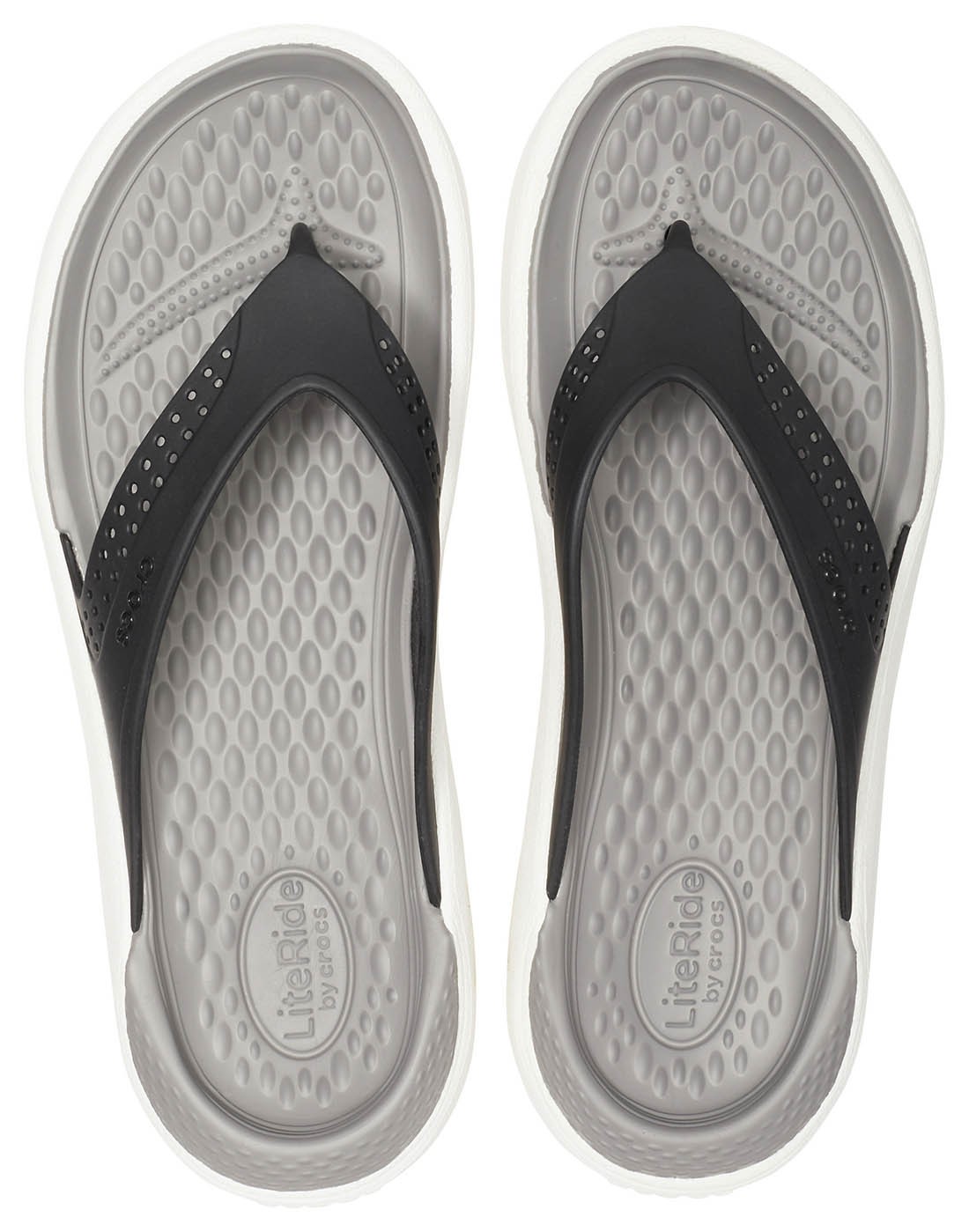 Slapi Crocs LiteRide Flip Negru - Black/Smoke - Image 2