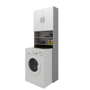 Dulap Masina de Spalat Fyn, Beton/Alb, 65 x 27 x 190 cm