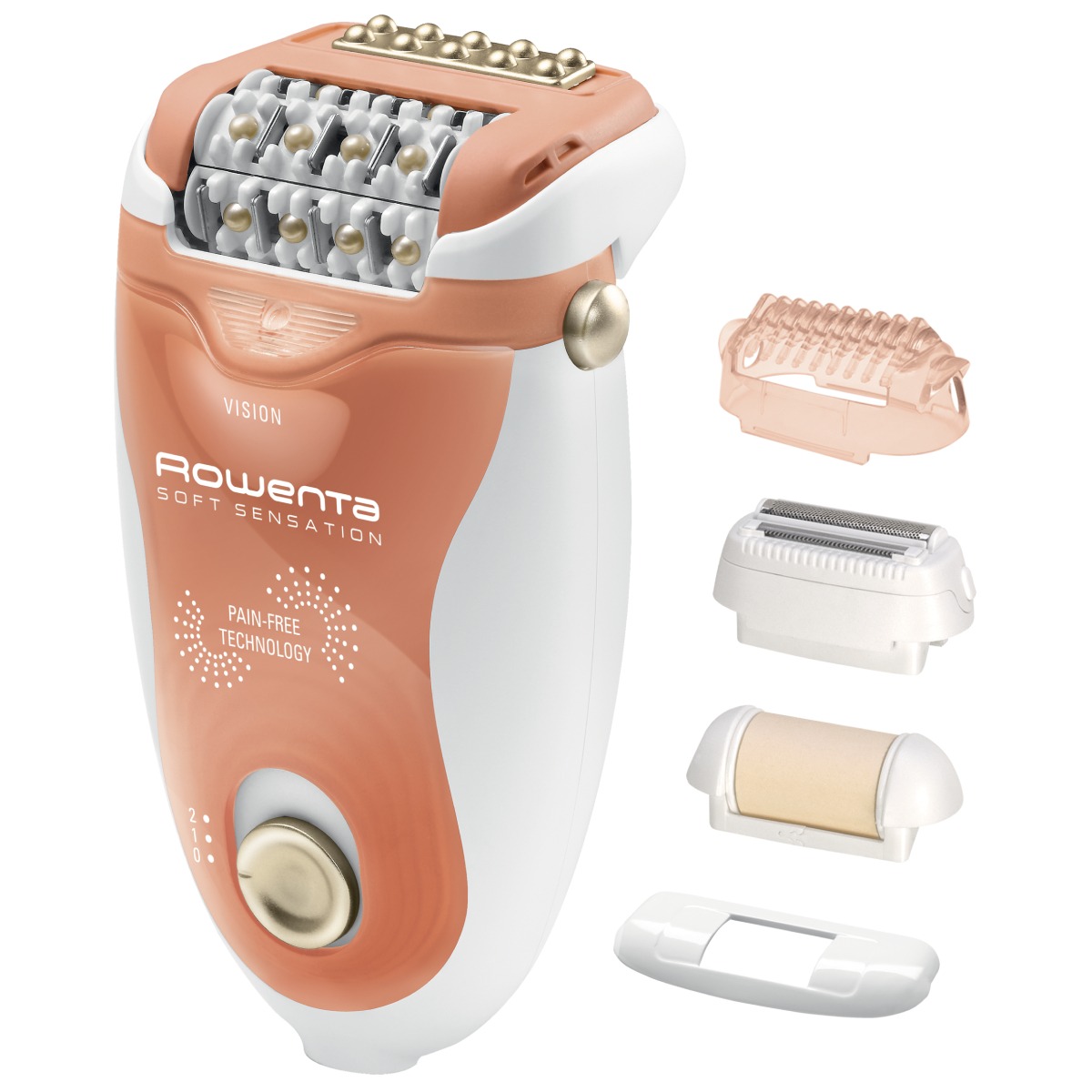 Epilator Rowenta Soft Sensation EP5720F1 2 viteze 24 pensete Cap pivotant Alb/Orange