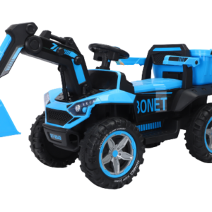 Excavator + bascula electrica Kinderauto Bonet 60W 12V, Telecomanda, culoare Albastra
