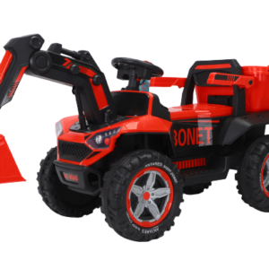 Excavator + bascula electrica Kinderauto Bonet 60W 12V, Telecomanda, culoare Rosie
